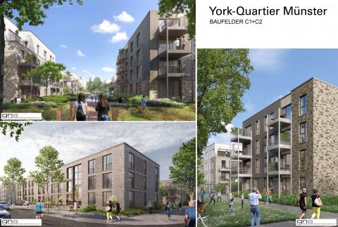 Renderings geförderter Wohnungsbau York-Quartier